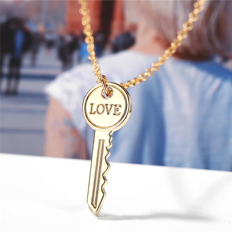 

Pinksee Simple Creative "Love" Letters Pattern Key Pendant Necklace Women Fashion Couple Jewelry Valentine Gifts