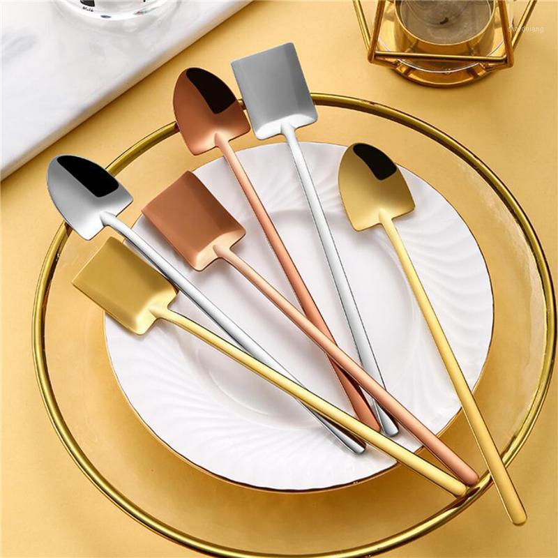 

304 Stainless Steel Mixing Stirring Spoon Creative Long Handle Thicken Small Spoon Dessert Coffee Ice Spoons1