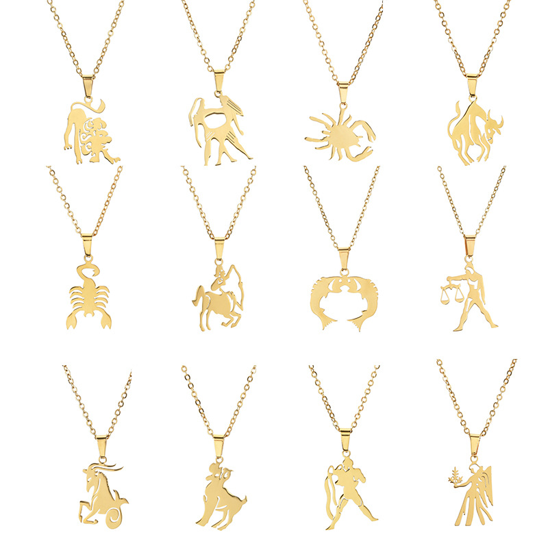 

12 horoscope sign animals Necklace stainless steel animal pendant necklaces for women fashion jewelry will and sandy gift