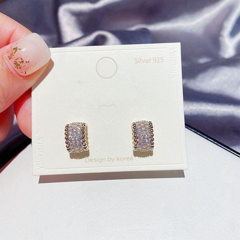 

Stud MIGGA Micro Paved Cubic Zirconia C Shaped Earrings For Women Gold Color Party Gift Jewelry