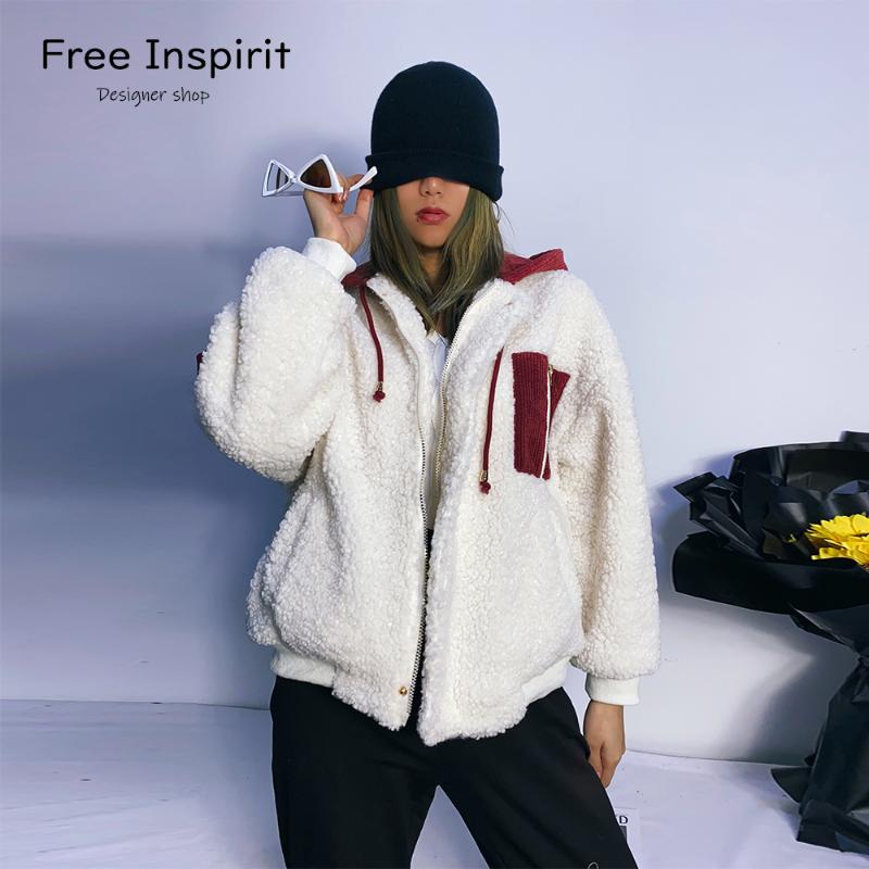 

Free Inspirit New Arrival Casual Office Lady Women' Style Turn-down Collar Batwing Sleeve Thick Warm Fur Wide Waist Coats, White