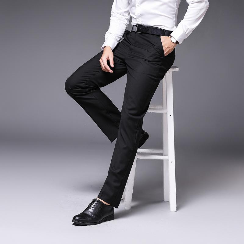 

Men's Clothing 2020 Spring Autumn Men's Trousers Slim Straight Black Formal Wear Work Non-iron Trousers Business