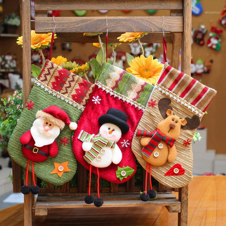 

Christmas Stocking Merry Christmas Santa Claus Sock Gift Bag Xmas Decoration Candy Bag Tree Ornaments1