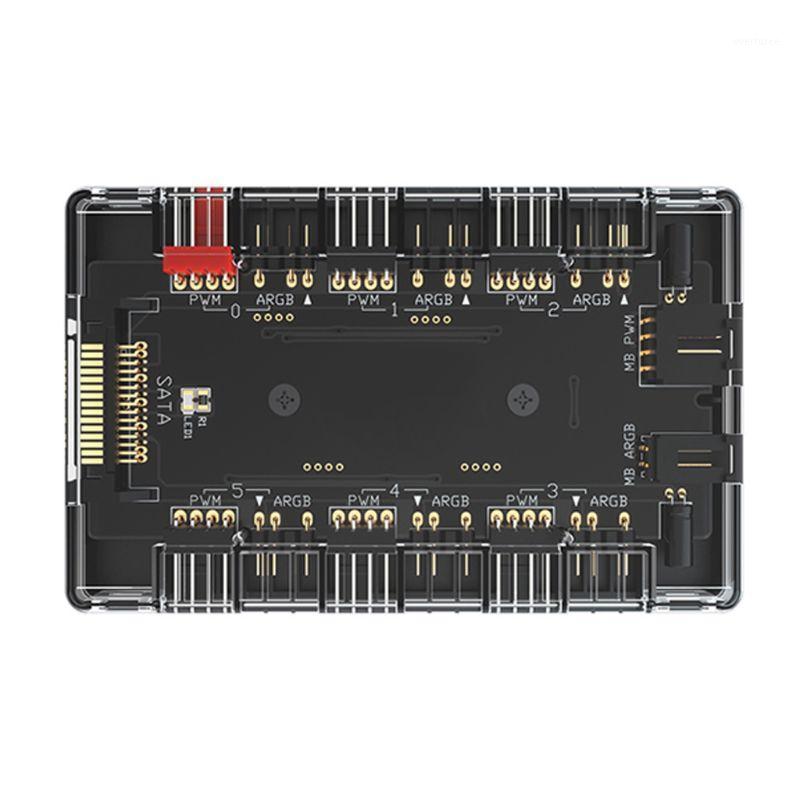 

ARGB+PWM HUB Magnetic Suction Hub with 6x4Pin PWM Port 6x3Pin ARGB Light Port for Desktop Computer1