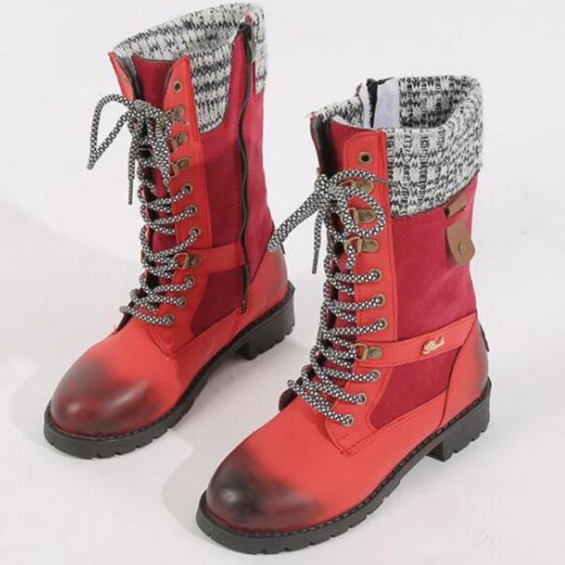 

Women's Warm Boots 2020 Winter new Casual Snow Boots Women Middle tube Square heel women Large size shoes ll6171, Black