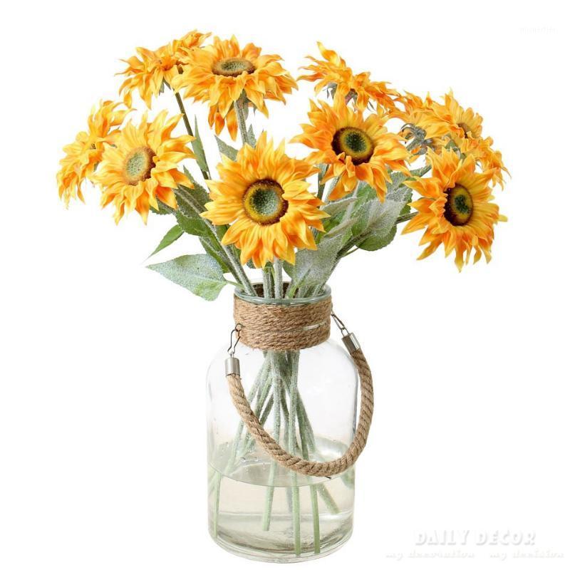 

High simulation PU 60cm yellow sunflower small Artificial Flower Home Christmas Wedding Decoration sunflowers wholesale 10pcs1