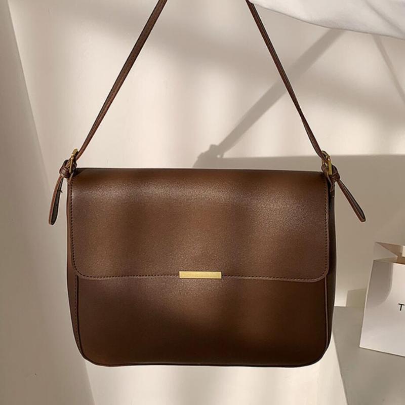 

Vintage Solid color Armpit bag 2021 New High quality PU Leather Women's Designer Handbag High capacity Shoulder Messenger Bag, Black