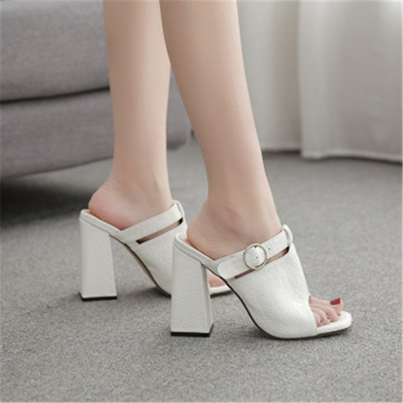 

2021 New Sexy Peep Toe Women's Sandals Will See Roman-style Double-tap Female Shoes Casual High-heeled Ladies'slippers DFTR, Yellow.
