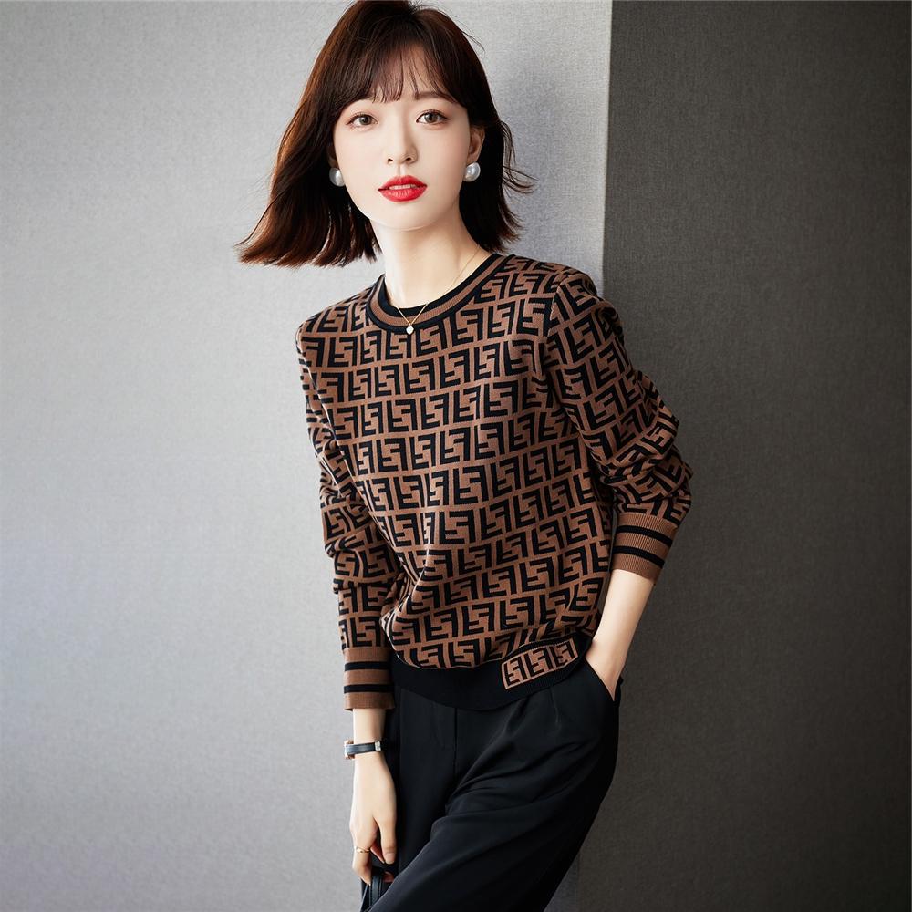 Femmes Designer Knit Top Alphanumérique Logo Mode Haut à manches longues