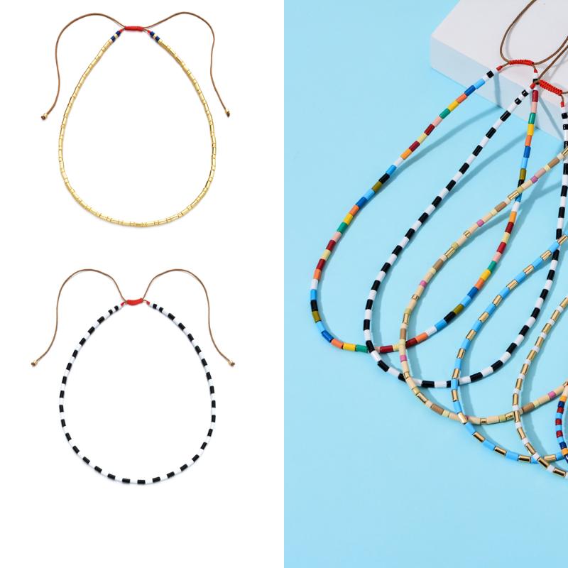 

ZMZY Custom Chocker Beads Choker Simple Dainty Tube Beaded Choker Necklaces for Women Hippie Jewelry Gifts bijoux femme