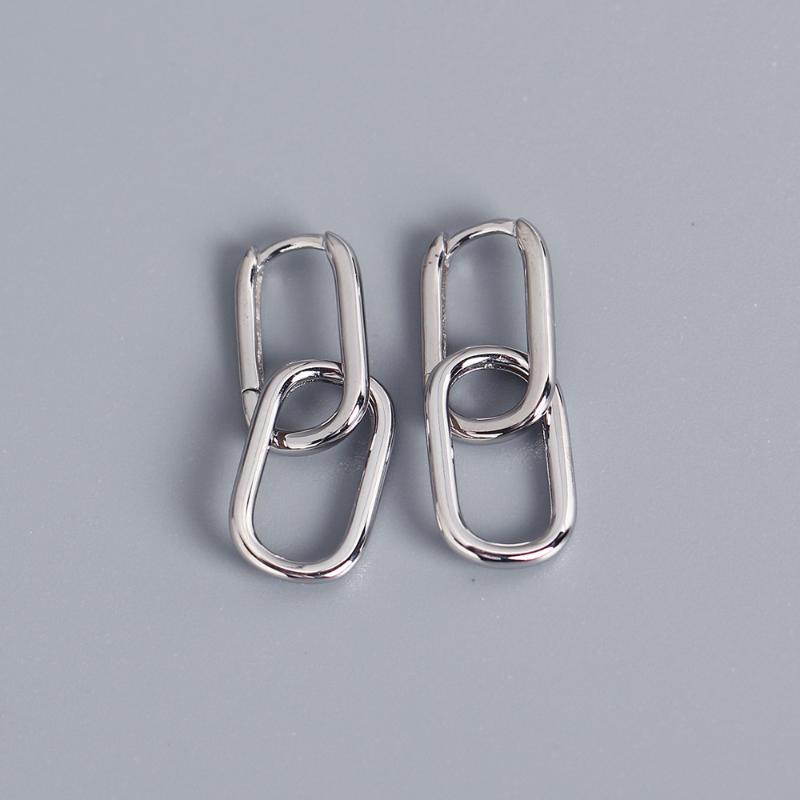 

Hoop & Huggie 925 Sterling Silver Oval Earrings For Women Geometric Elegant Love Gift