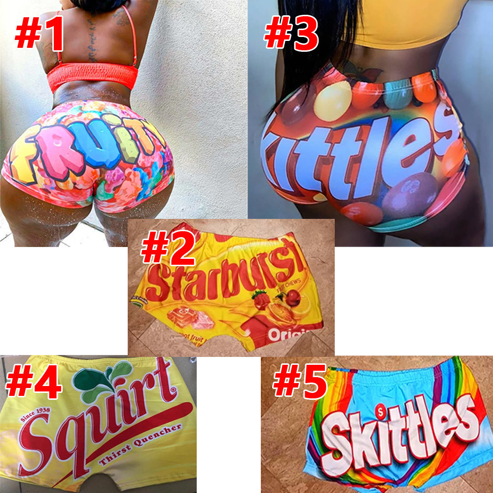 

Sexy Women Yoga Pants Slim Printed Letter Cartoons Tight Shorts Summer Designer Mini Leggings Fashion Party Plus Size Casual Clothing Y889, Yellow -4