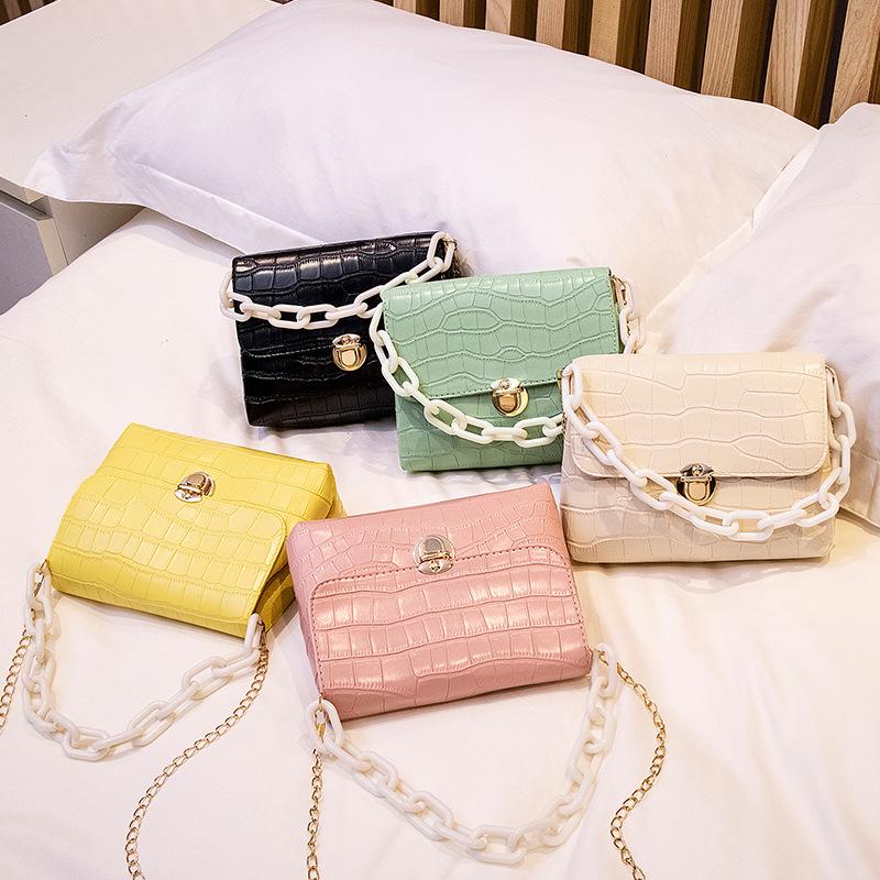 

Women Bag 2021 New Fashion Shoulder Messenger Bag Lady Crossbody Bags Chain Crocodile Pattern Small Square Handbag Girl, Black