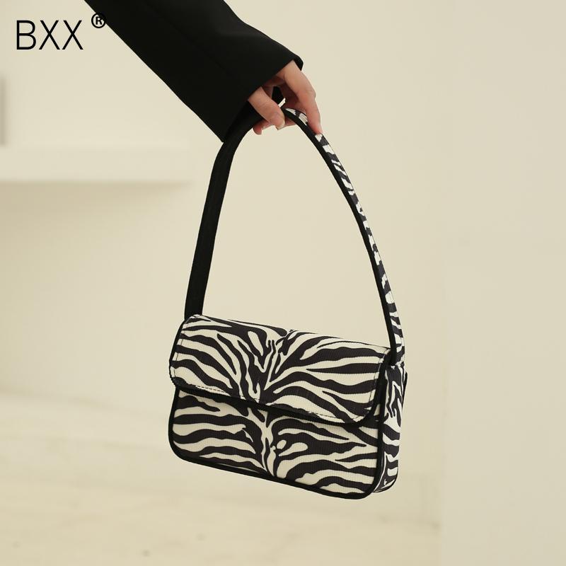 

[BXX] Vintage Zebra Stripes Bags For Women 2021 Spring Fashion Shoulder Hand Bag Lady Trend Handbags and Purses HQ955