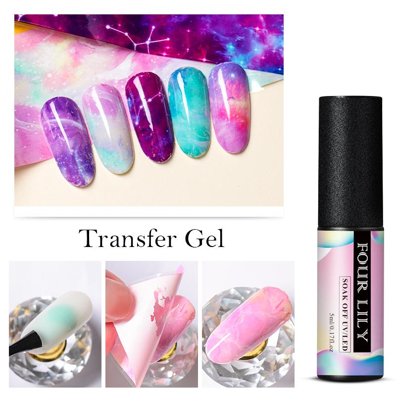 

Four Lily 5ml Nail Foil Adhesive Glue Set Starry Sky Sticker Transfer Environmental Plant Nail Glue Gel Polish Manicure Accessor, As06580