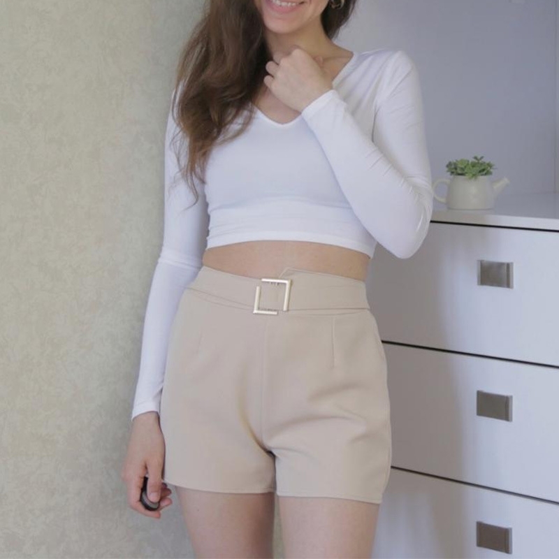 

Genayooa Casual Summer Mini High Waist Wide Leg Harajuku Korean Short Feminino Women Shorts Fashion Y200512, Yellow