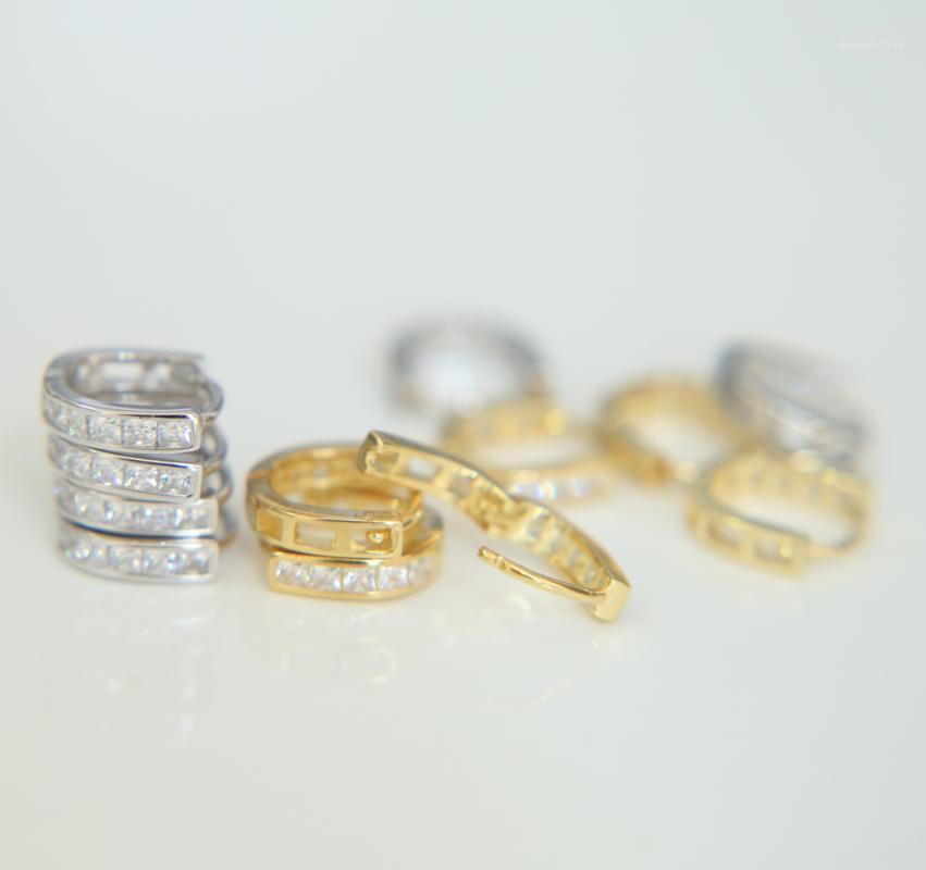 

Romantic Jewelry wholesale 10mm tiny mini circle CZ colors 100% 925 sterling silver clip on circle silver earring1