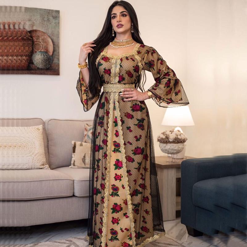 

Ramadan Arab Dubai Islamic Clothing Eid Mubarak Muslim Abaya Dress Fashion Women Turkey Patchwork Embroidery Kaftan Dress