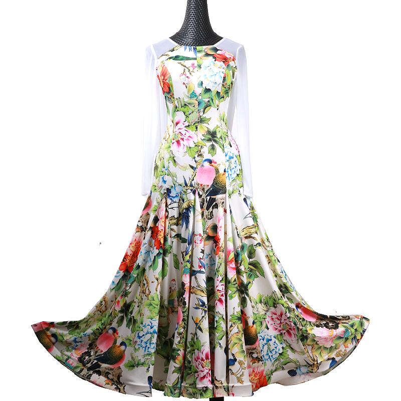 

Print ballroom dress for ballroom dancing waltz dress for dancing clothes modern dance costumes Spanish fringe long