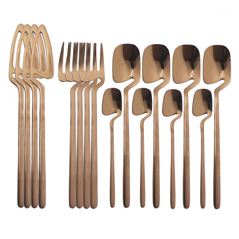 

16Pcs Rose Flatware Sets Kitchen Decor Spoon Fork Knife Set Tableware Stainless Stee Dinnerware Cutlery For Dessert Soup Coffee1