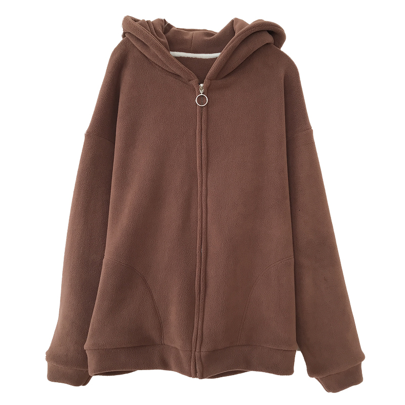 

2021 New Women's winter in hoodies fluffy fur coat solid ladies'warm color, multicolored jacket h00103, White.