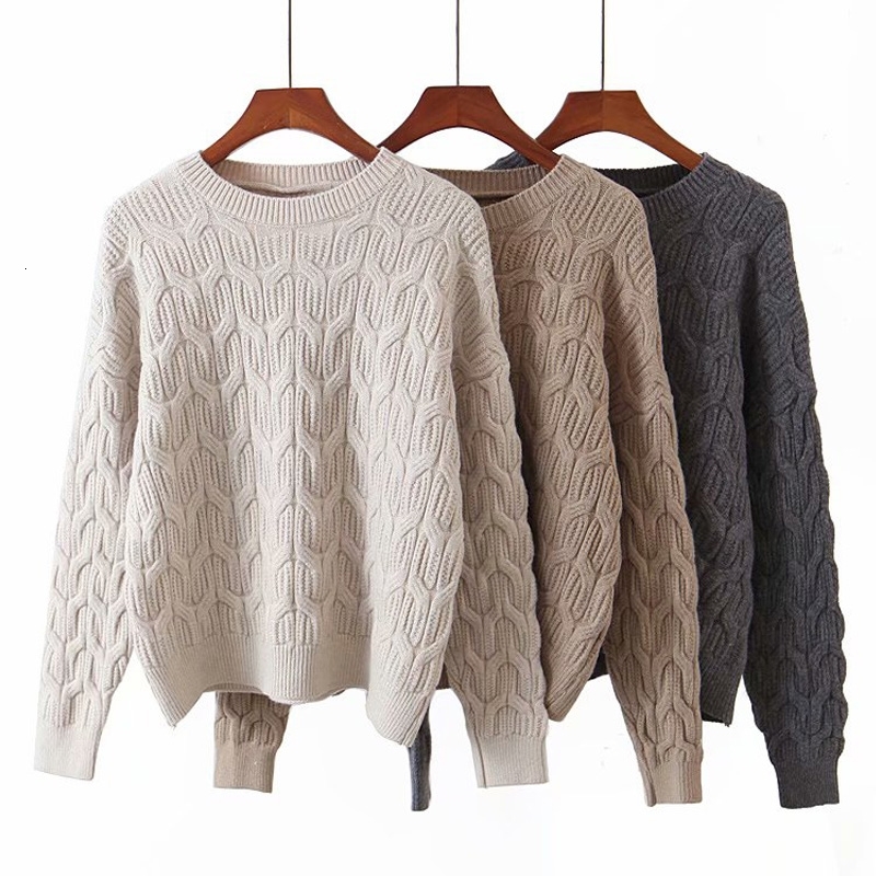 

2021 High Quality Autumn Winter Women Sweaters New Arrival Solid Warm Long Sleeve O-neck Vintage Tops Lady Sweater Ty5e