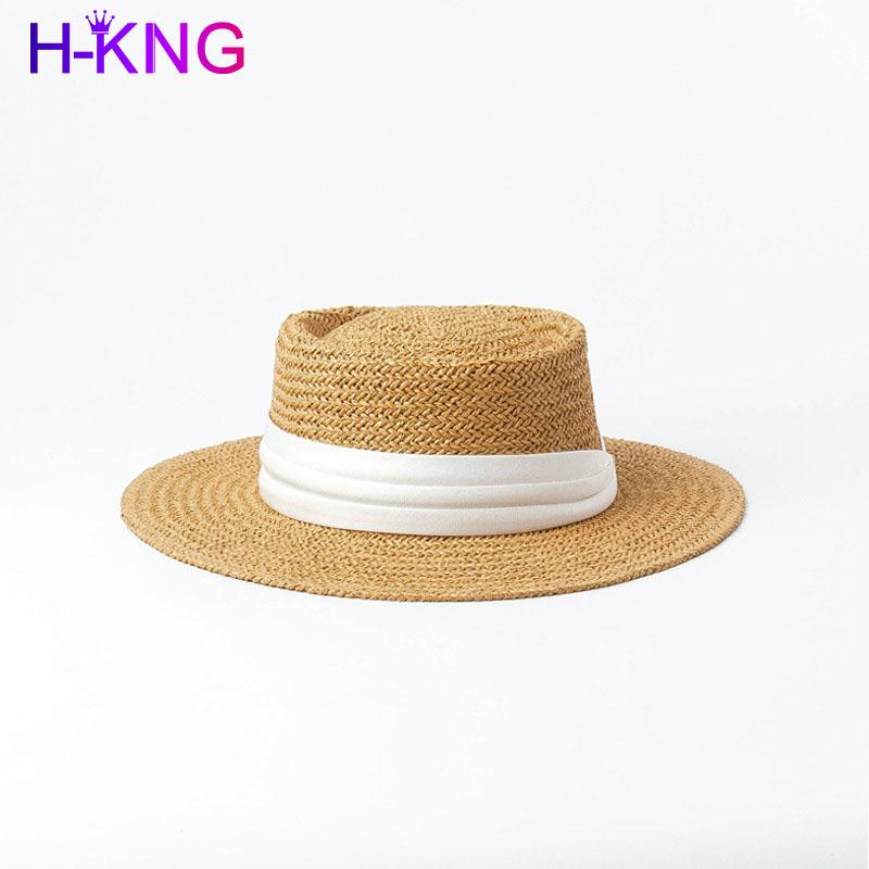 

Stingy Brim Hats Sun Korean Straw Dome Hat Elegant Fashion All-purpose Small Fresh Grass Holiday Folding Panama Women, White