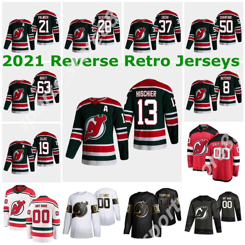

New Jersey Devils 2021 Reverse Retro Jerseys Jack Hughes Nico Hischier P.K.Subban Kyle Palmieri Cory Schneider Severson Nikita Gusev Brodeur, Colour 9