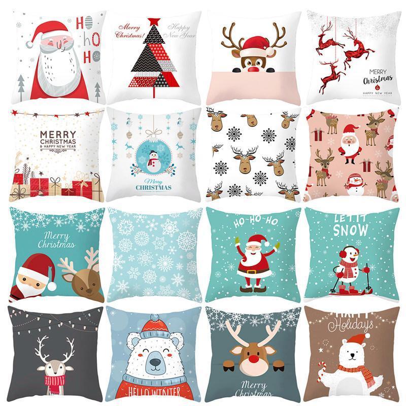 

QIFU Cartoon Christmas Cushion Cover 45x45 cm Pillowcase Christmas Pillow Case Decorative Throw Pillows Cover Home Decor Sofa1, Cushion cover 24