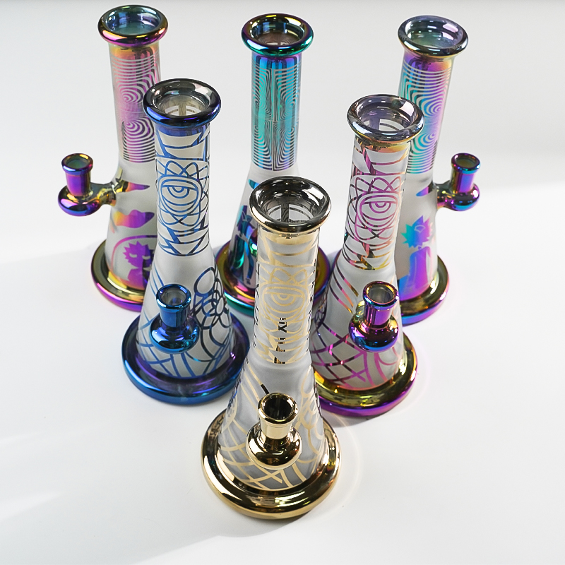 

New Showerhead Perc Glass Bong Dab Oil Rig Rainbow Color 14mm Female Joint 9 Inch Glass Waterpipe Water Bongs Smoking Rigs