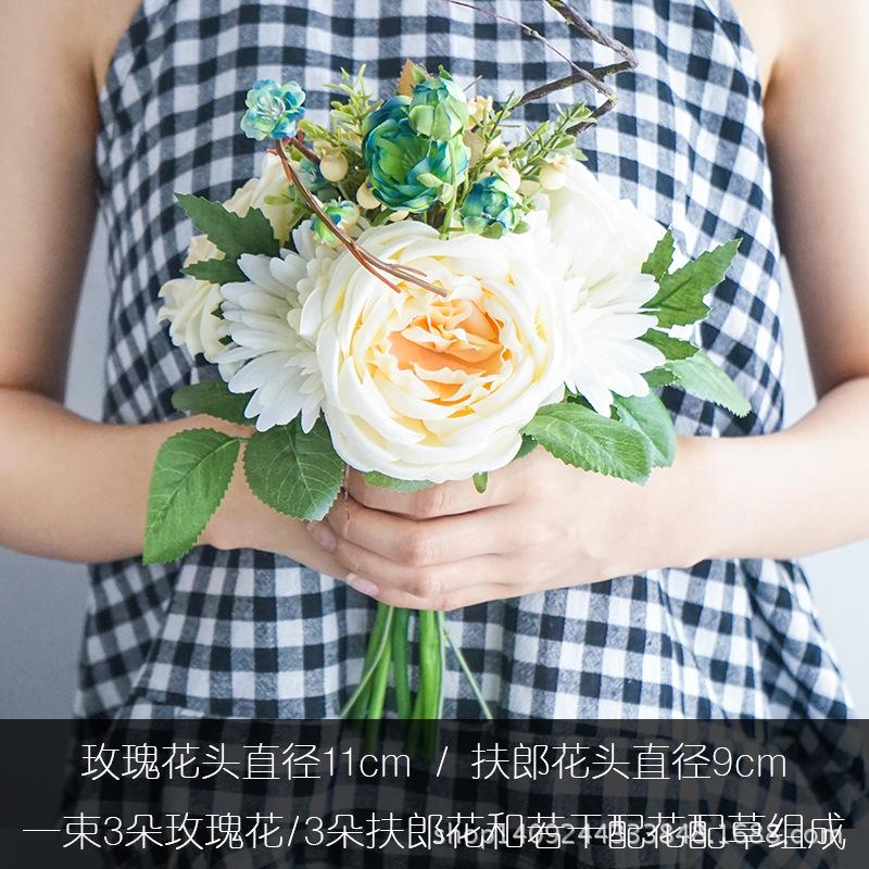 

1 PCS Bridal hands bouquet wedding Gossamer hand bouquet simulation flowers ball photography studio props wedding flowers brid, Rose purple