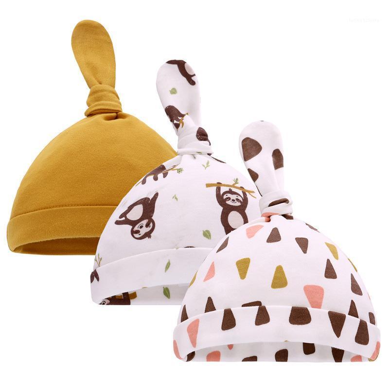 

3Pcs Set Newborn Baby Nursing Hat Infant Toddler Hat 0-6 Month With Fahsion Knot Acute Angle Spring And Autumn 2021 New1, White