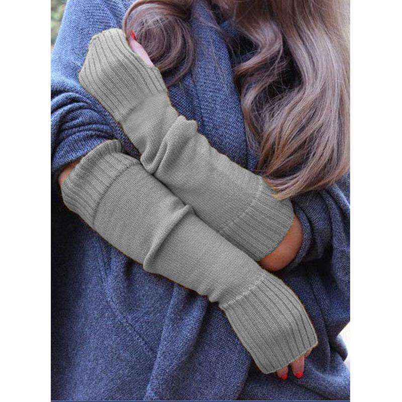 

Five Fingers Gloves Fashion Women's Warm Elegant Long Simplicity Pure Color Knitted Mittens Stretch Versatile Classic Arm Winter