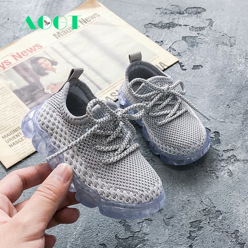 

AOGT Spring/Autumn Breathable Knitting Boy Girl Toddler Shoes Infant Sneakers Fashion Soft Comfortable Baby Shoes First Walkers Y201028, Black