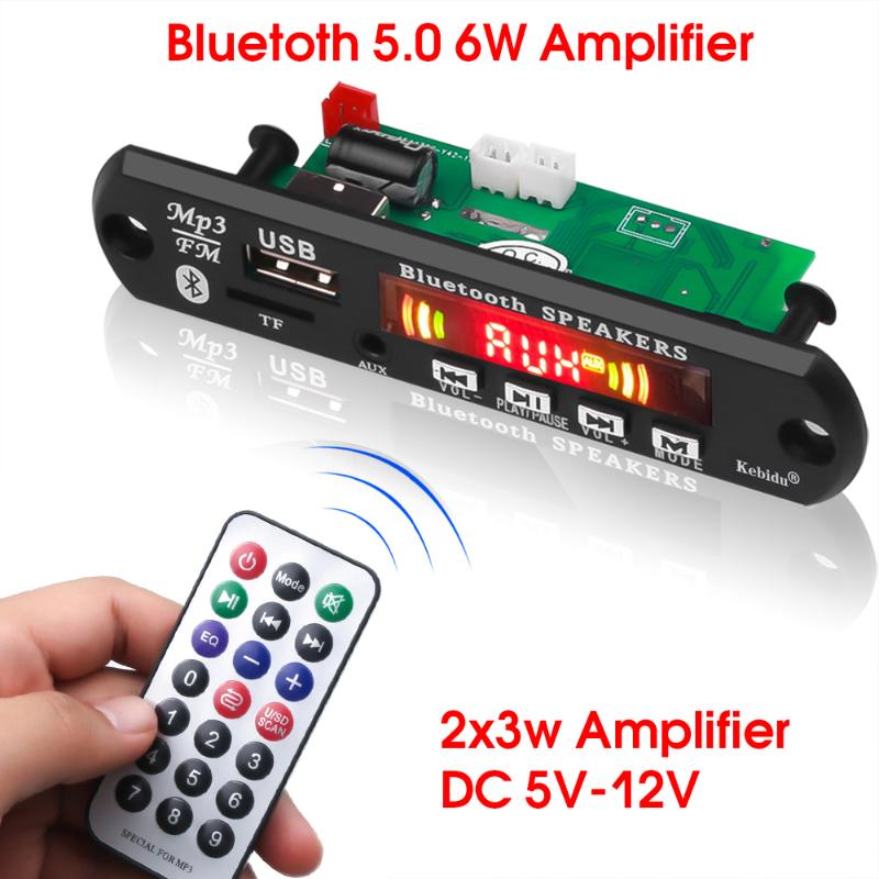 

Hot Hands-free MP3 Player Decoder Board 5V 12V Bluetooth 5.0 6W Car FM Radio Module Support FM TF USB AUX Recorders