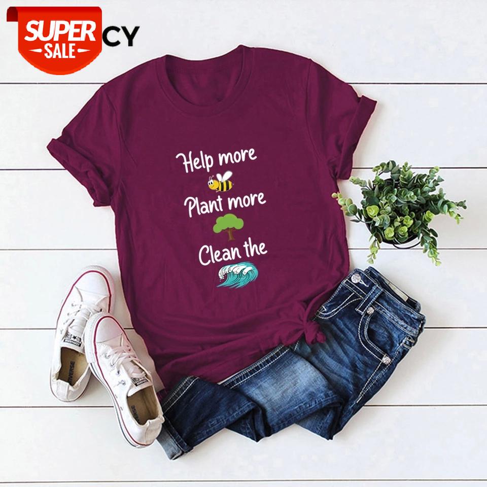 

JFUNCY Environmental Protect Print T Shirt Women Short Sleeve Loose Tshirt Woman Summer Cotton Tee Shirts Plus Size Female Tops #Wn4r, White