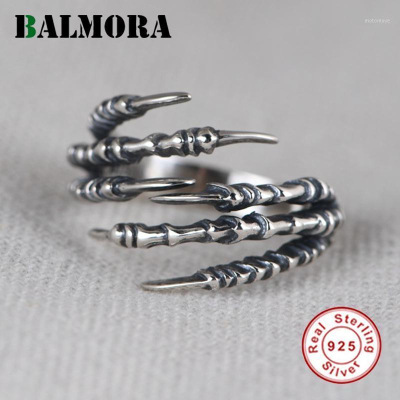 

BALMORA 100% 925 Sterling Silver Eagle Claw Ring For Men Women Retro Open Adjustable Ring Stackable Statement Jewelry Gift1