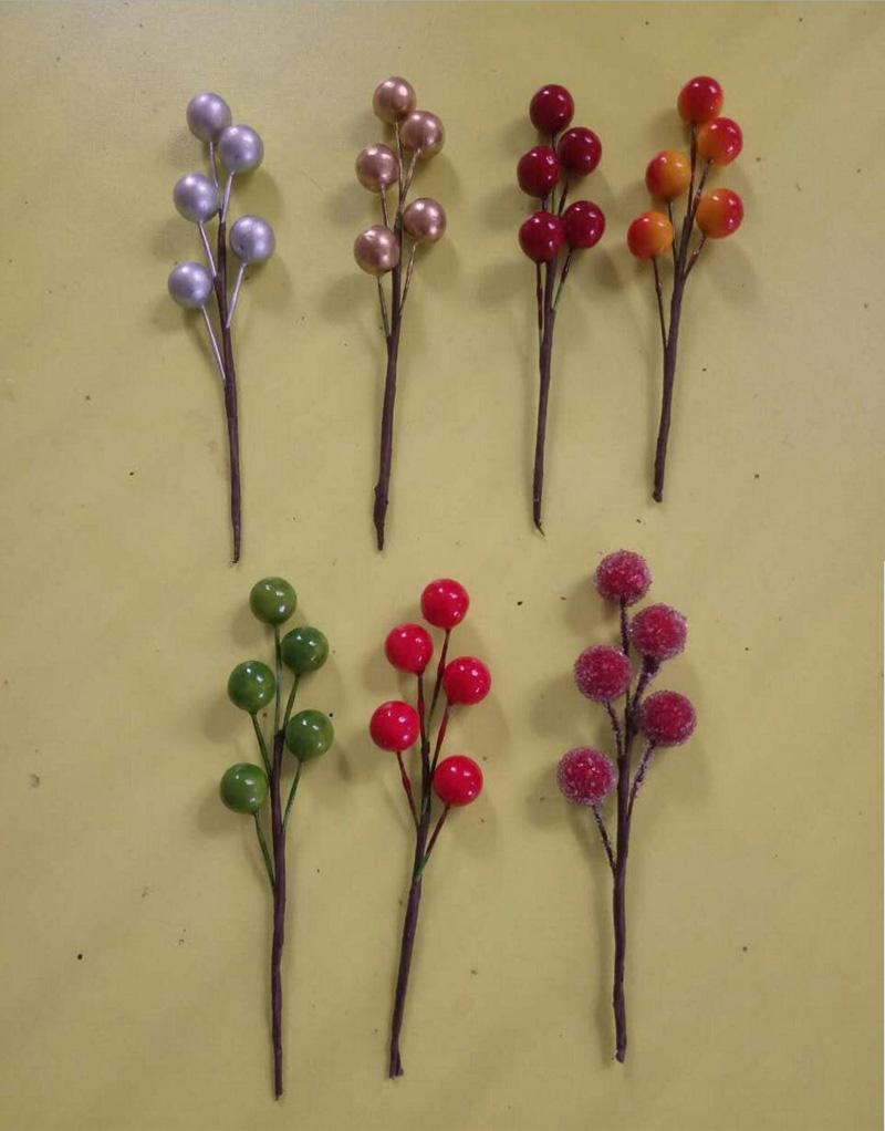 

10pcs 10cm Length 5-heads Fruits Twig For Wedding Party Holiday Home Tree Decoration Bouquet Garland Wreaths Making Material DIY, Orange