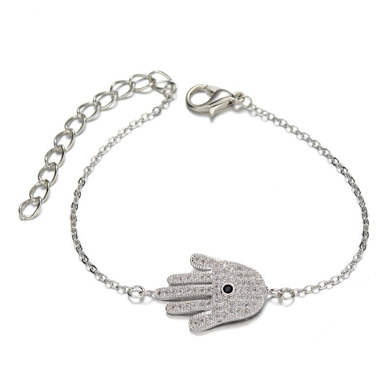 

High Quality Diy Crafts Vintage Zircon Hamsa Bead Bracelets & Bangles Handmade Chain Bracelet Femme Bijoux Gift For Friend