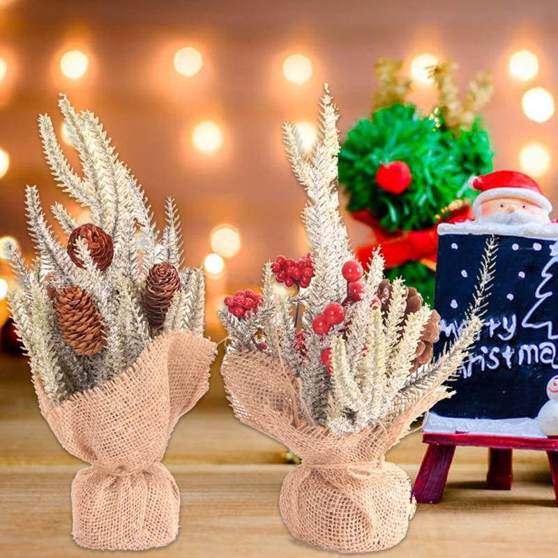 

Mini Artificial Christmas Tree with Ornaments - Perfect Christmas Decoration for Table and Desk Tops, Small 11.8inch
