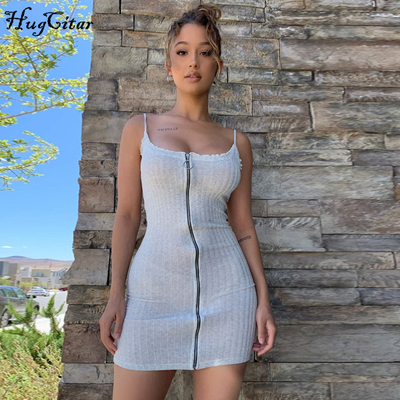 

Casual dress robe 2020 sleeveless zipper patchwork sexy mini dress summer women streetwear outfits solid sundress, Black