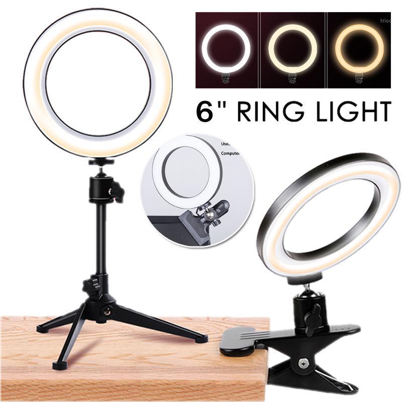 

New Led Light Tripod 6 Inch Selfie Ring light Video Photography LED Dimmable USB Ring Lamp For Makeup Beauty Lamp1