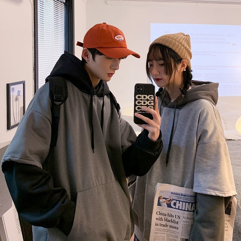 

the 2021 Spring Stripe Hoodies of Men in Hoodie Sweatshirts Released Solid All-match Gray Couple Free WW7G 9WAX, Black