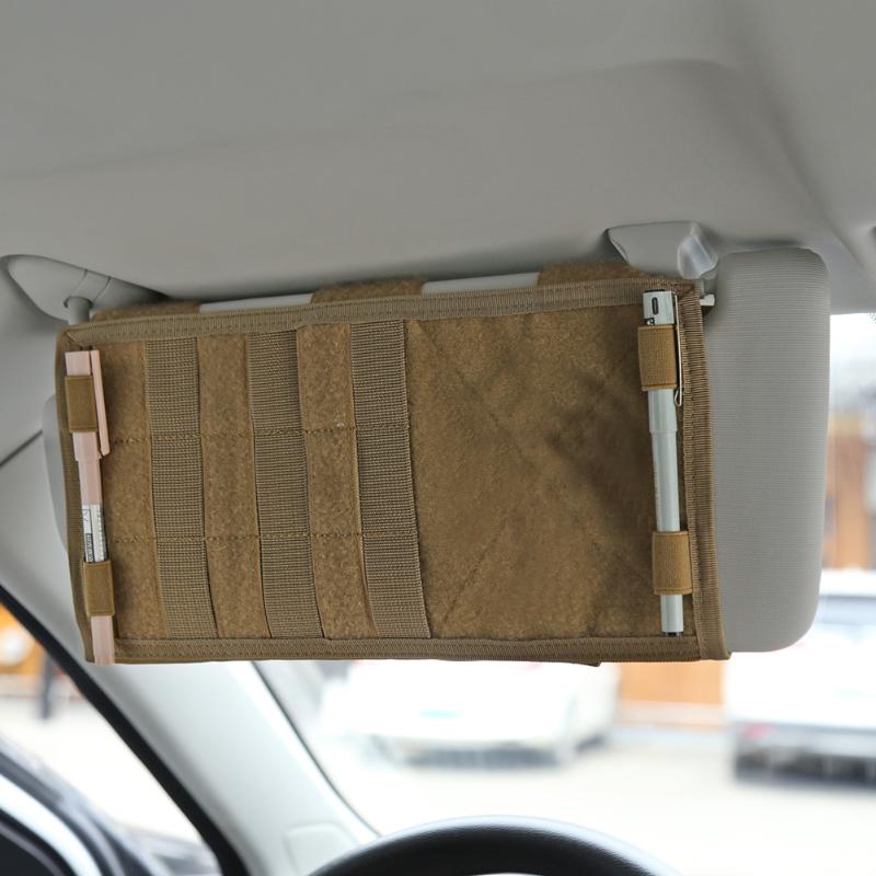 

Car Vehicle Visor Panel Pouch Holder Truck Auto Sun Visor CD Storage Organizer Camping Portable Outdoor Elements, Army green