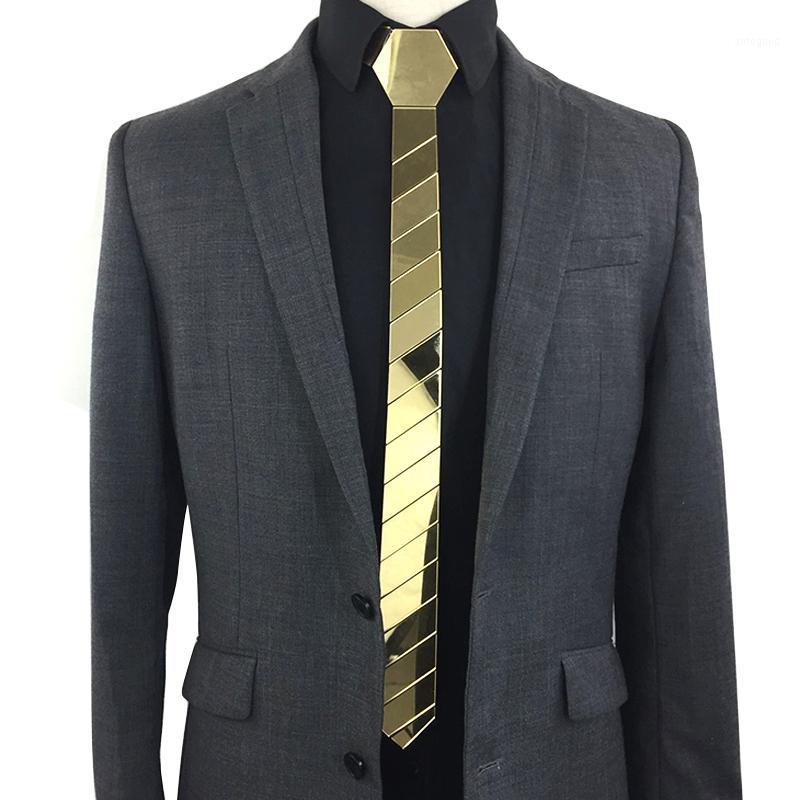 

Neck Ties ACRYLIC GOLD MIRROR FASHION TWILLING PATCHWORK STYLE SLIM PLAIN NECKTIE MEN SKINNY1