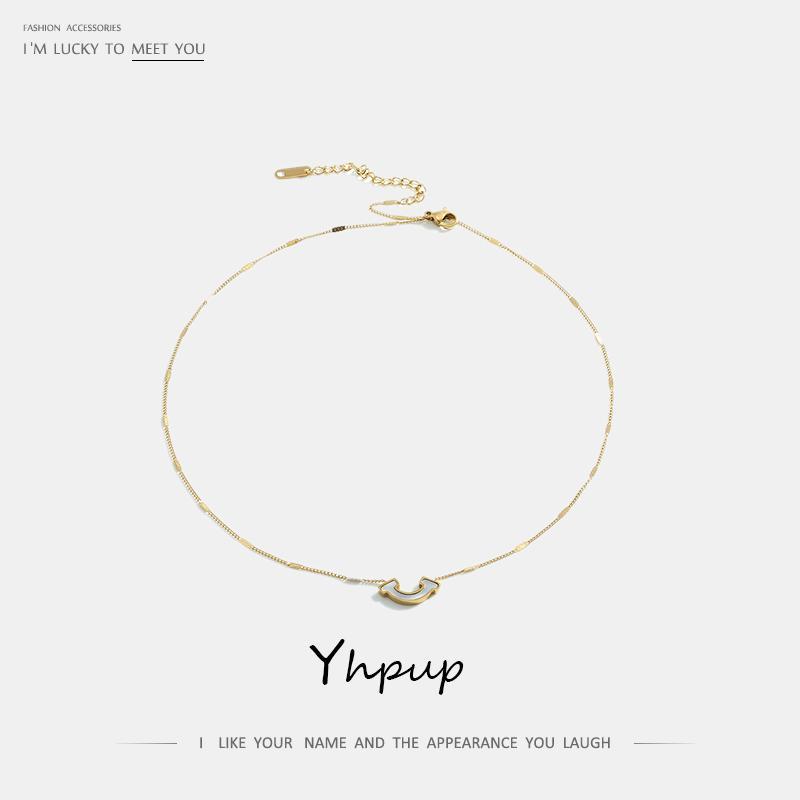 

Yhpup Classic 316L Stainless Steel Pendant Necklace Natural Shell Smile Geometric Jewelry for Women Party Accessoreis 20201