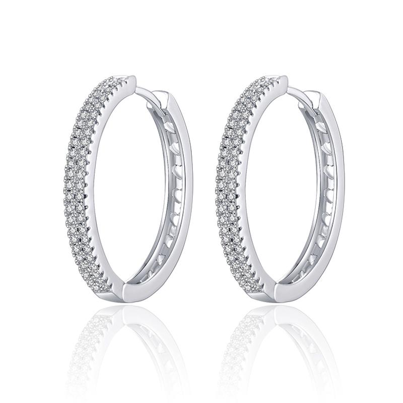 

Luxury Cubic Zirconia Big Hoop Earrings for Women Silver Color CZ Gem Round Circle Earrings New Fashion Jewelry Girls Gifts