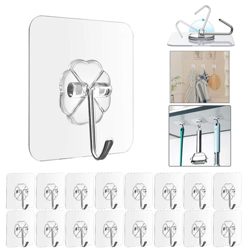 

Transparent Wall Hooks Waterproof Small Hook Reusable Seamless Hanging Hook for Kitchen Bathroom