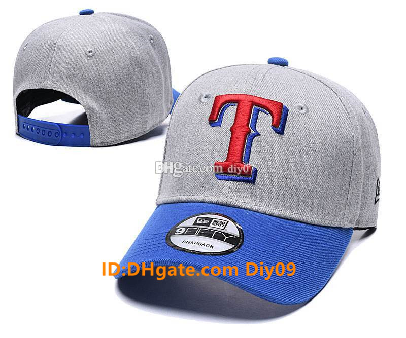 

2021 Fashion Texas Rangers Classic Hats Snapback Caps Leisure Baseball Cap for men women Snapbacks Caps Brands Hip Sun Hat, Blue;gray