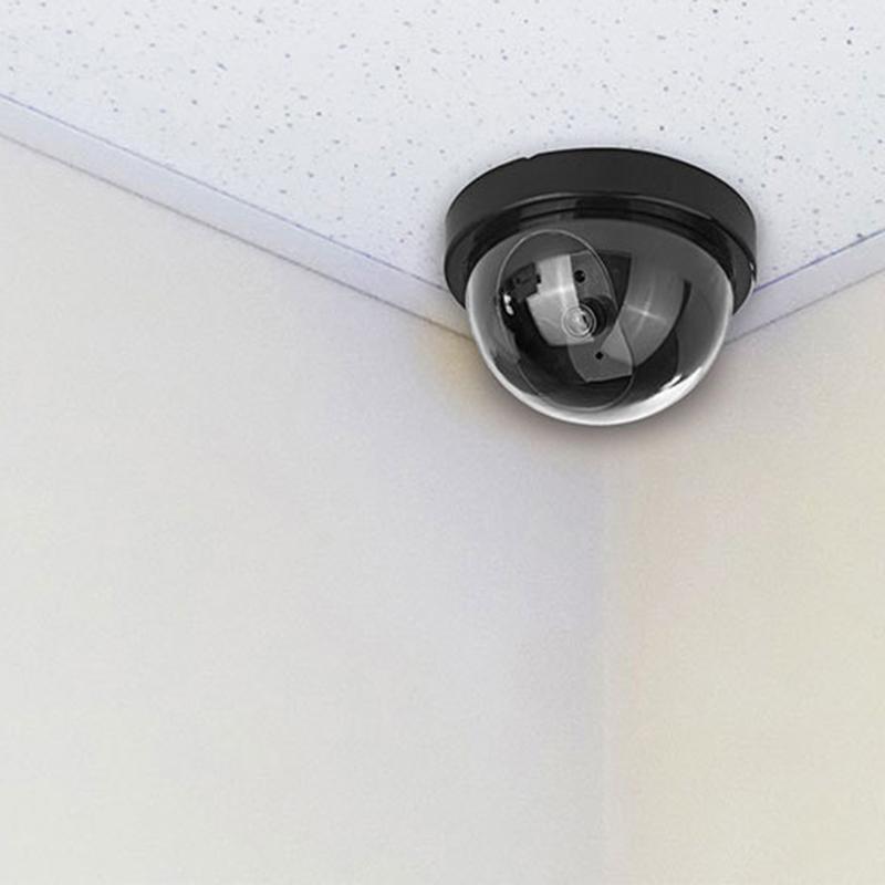 

4 Pcs Dummy Security CCTV Dome Camera with Flashing Red LED Light Sticker Decals NC991